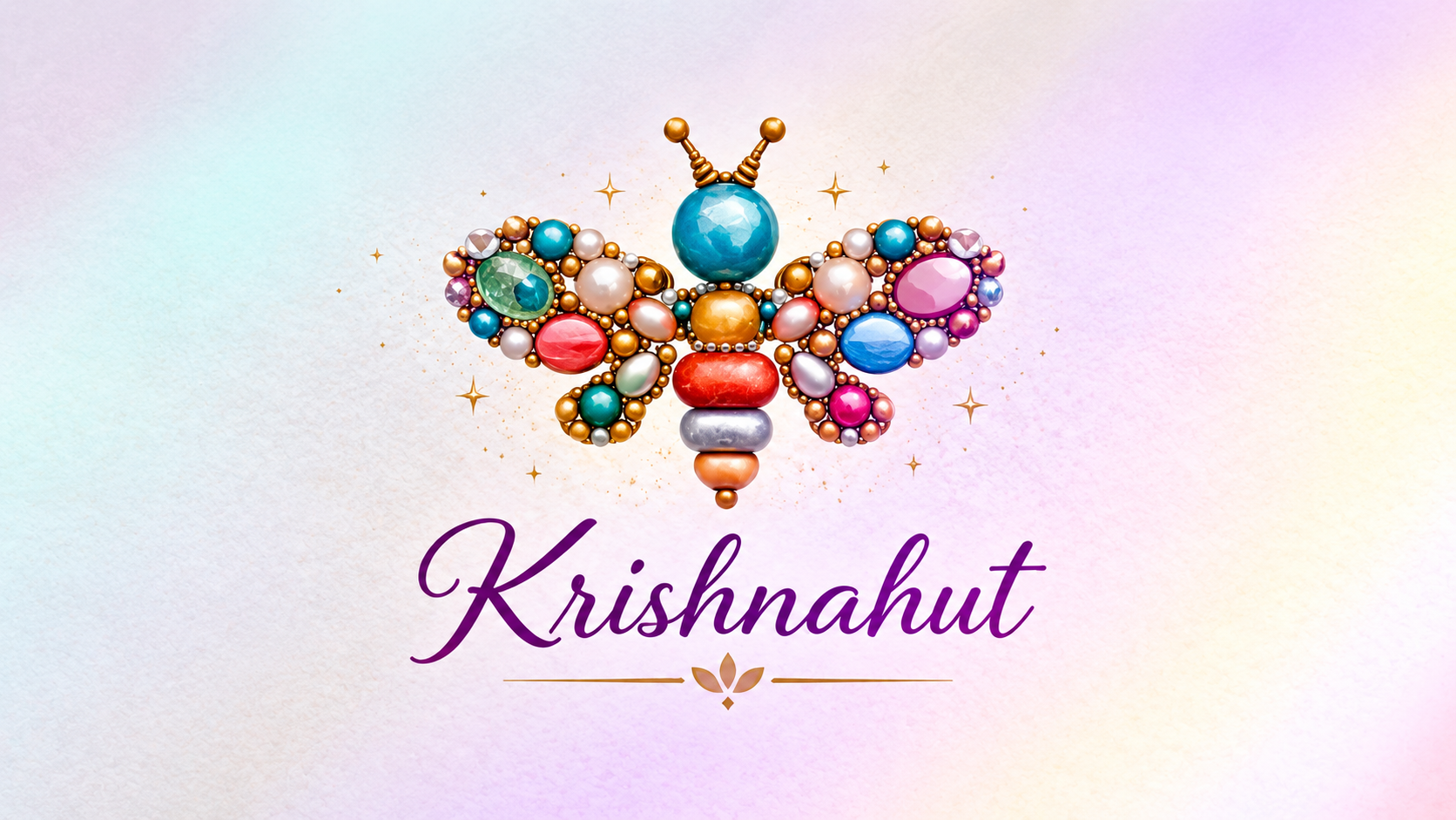 Krishnahut colorful gemstone butterfly jewelry logo