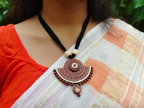 Handmade Terracotta Jewelry Set – Traditional Boho Necklace & Earrings for Women